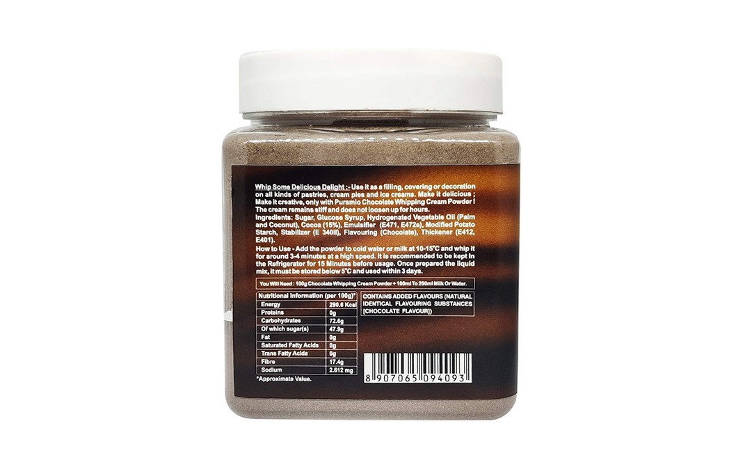 Puramio Whipping Cream Powder Chocolate    Plastic Jar  250 grams